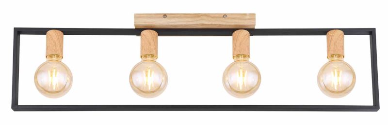 Rechthoekige zwarte retro plafondlamp Globo Daniel - Afbeelding 2
