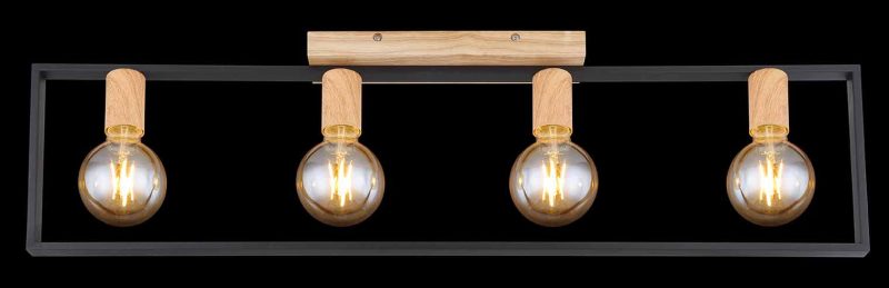 Rechthoekige zwarte retro plafondlamp Globo Daniel - Afbeelding 5