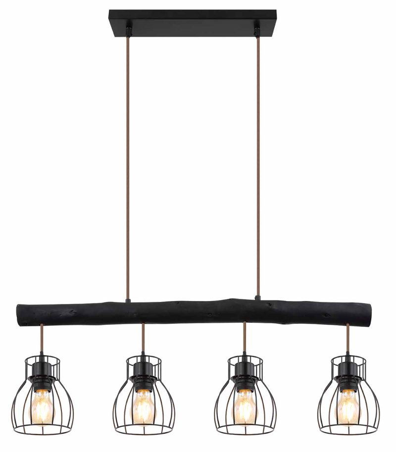 Retro hanglamp zwart metaal Globo Mina - Afbeelding 2