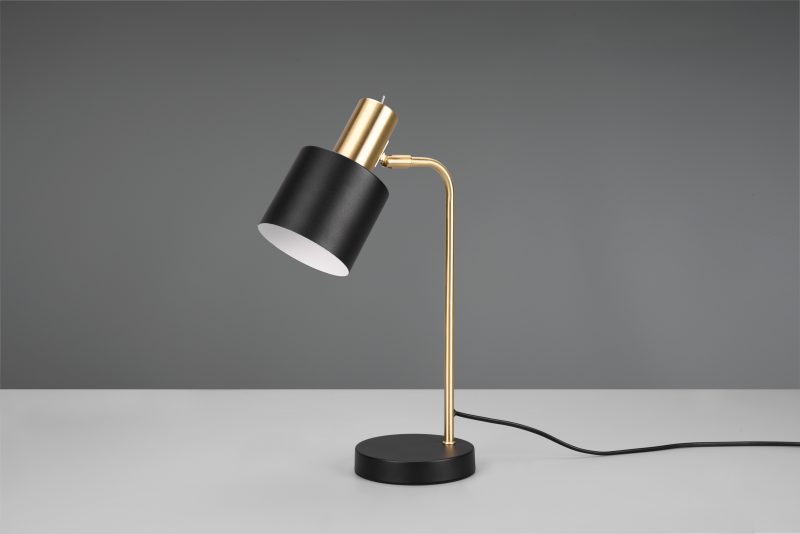 Retro metalen cilinderkap tafellamp chroom/zwart Adam - Afbeelding 2