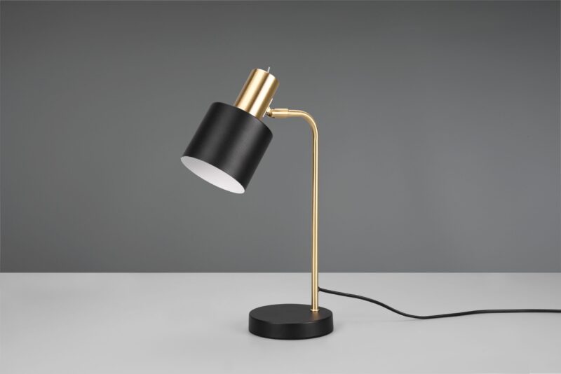 Retro metalen cilinderkap tafellamp chroom/zwart Adam - Afbeelding 2