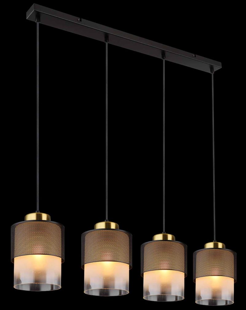 Retro metalen glazen zwarte hanglamp Globo Olga - Afbeelding 4