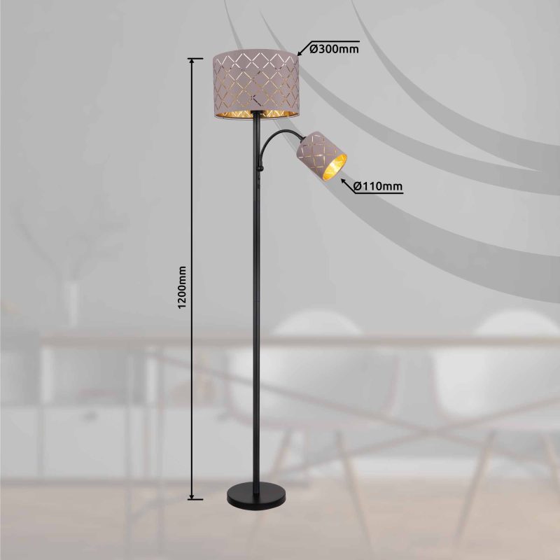 Retro metalen zwarte vloerlamp Globo Sunna - Afbeelding 2