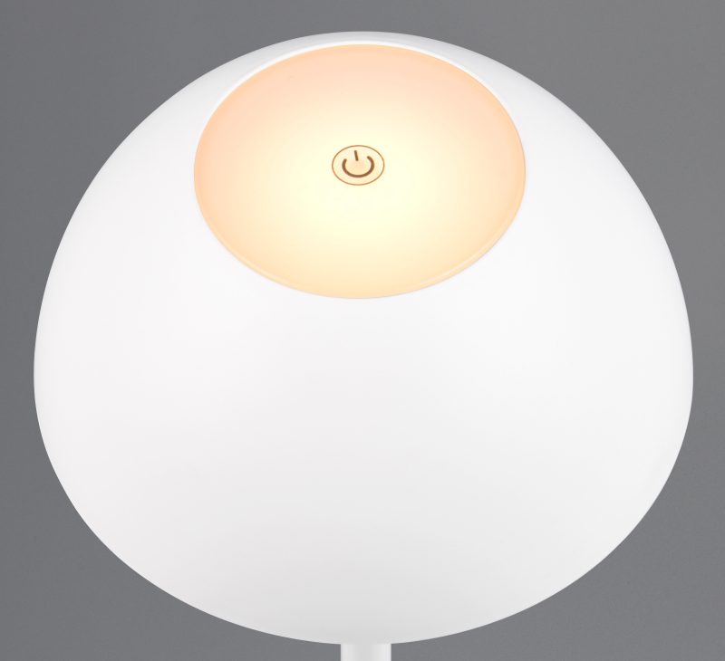 Retro oplaadbare witte kunststof tafellamp Ricardo - Afbeelding 2