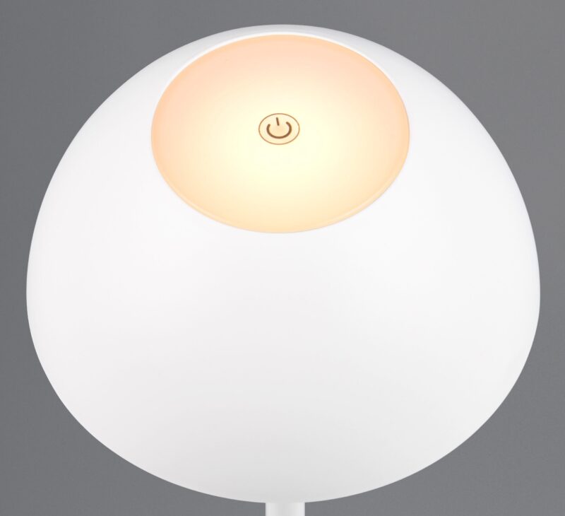 Retro oplaadbare witte kunststof tafellamp Ricardo - Afbeelding 2