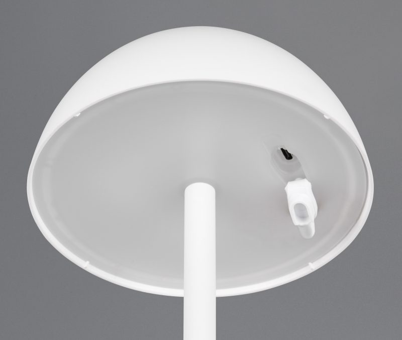 Retro oplaadbare witte kunststof tafellamp Ricardo - Afbeelding 3