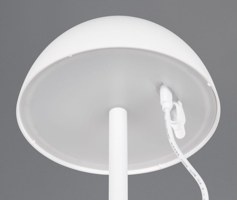 Retro oplaadbare witte kunststof tafellamp Ricardo - Afbeelding 4