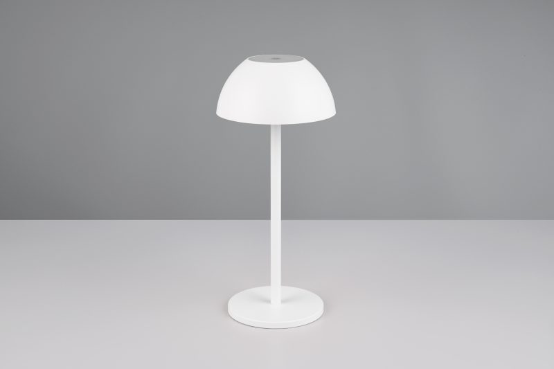 Retro oplaadbare witte kunststof tafellamp Ricardo - Afbeelding 5