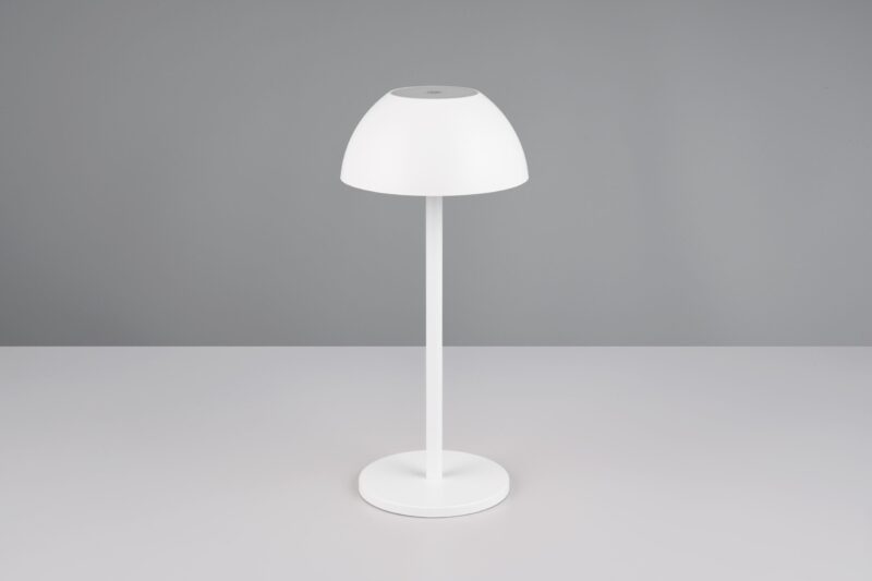 Retro oplaadbare witte kunststof tafellamp Ricardo - Afbeelding 5
