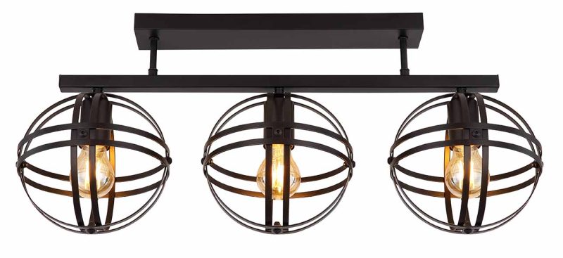 Retro plafondlamp metaal zwart Globo Tamara - Afbeelding 2
