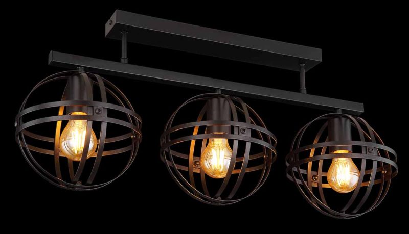 Retro plafondlamp metaal zwart Globo Tamara - Afbeelding 4