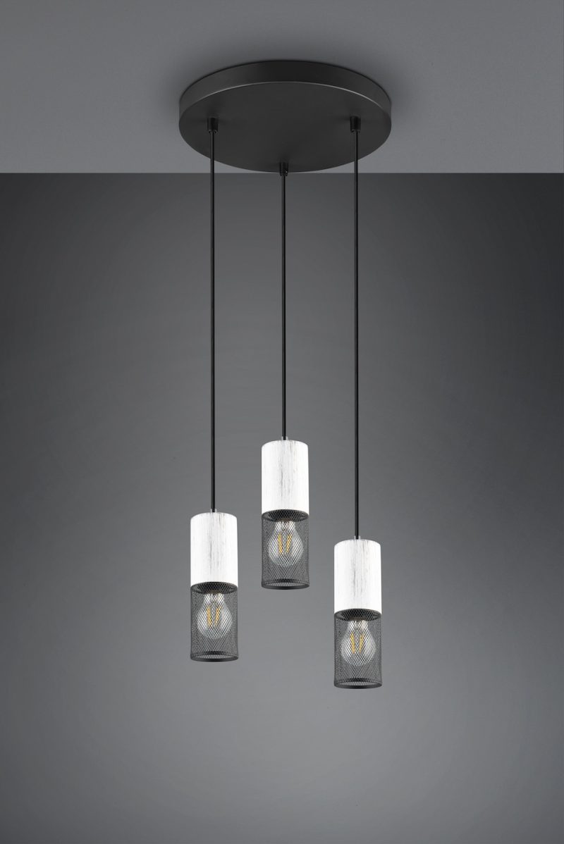 Retro ronde zwarte hanglamp met wit Tosh - Afbeelding 3