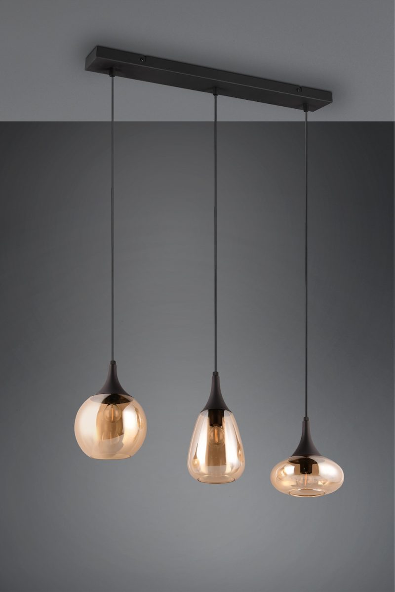 Retro rookglazen hanglamp zwart Lumina - Afbeelding 4
