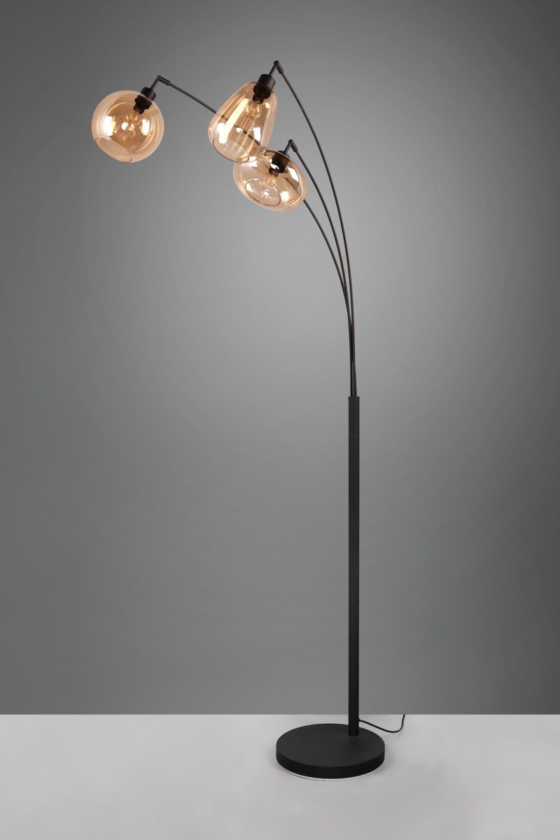 Retro vloerlamp zwart drie lichtpunten Lumina - Afbeelding 2
