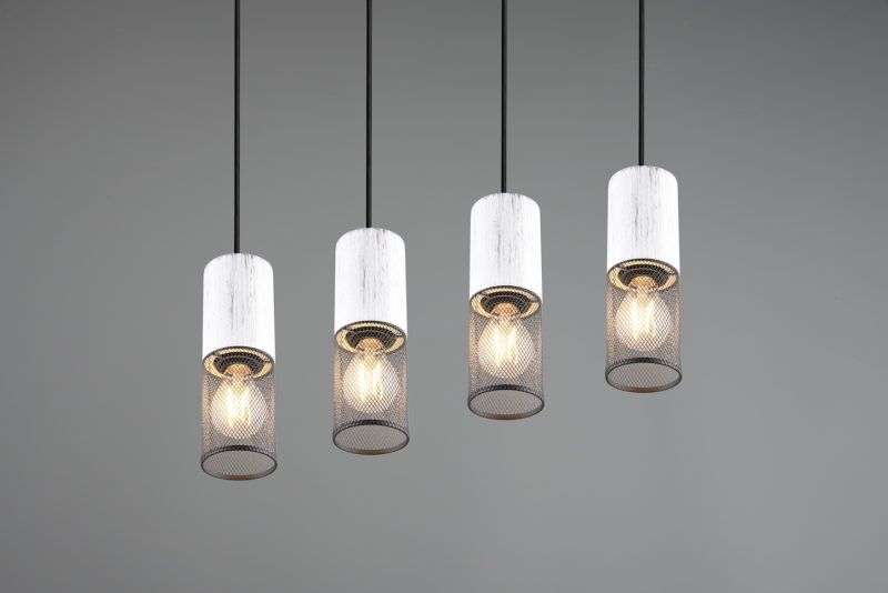 Retro zwart met witte hanglamp gazen lampenkappen Tosh - Afbeelding 3