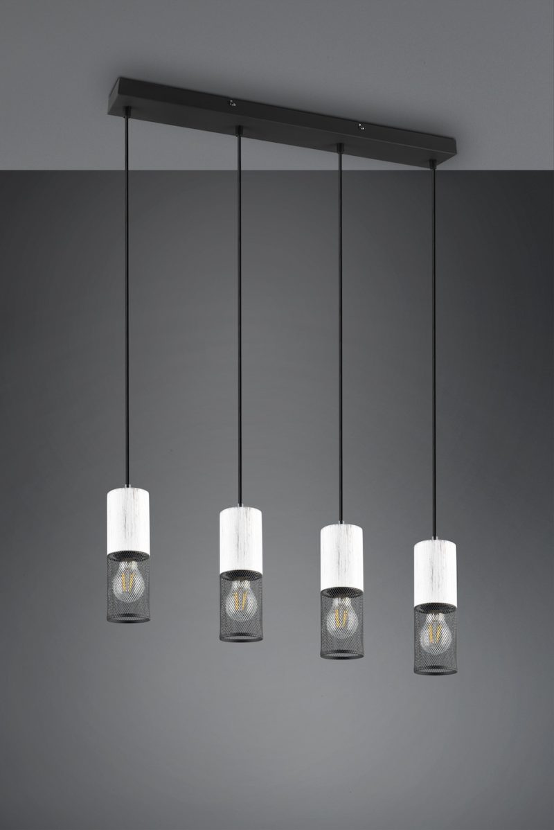 Retro zwart met witte hanglamp gazen lampenkappen Tosh - Afbeelding 4