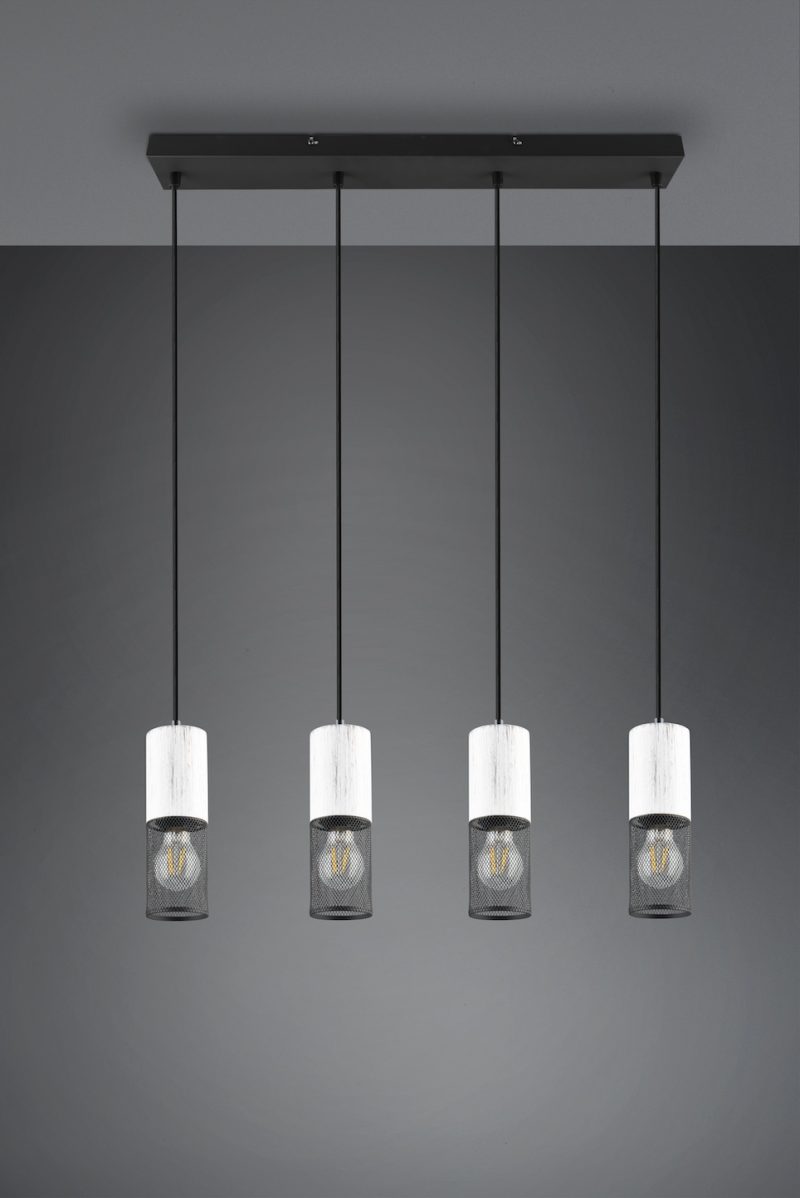 Retro zwart met witte hanglamp gazen lampenkappen Tosh - Afbeelding 5