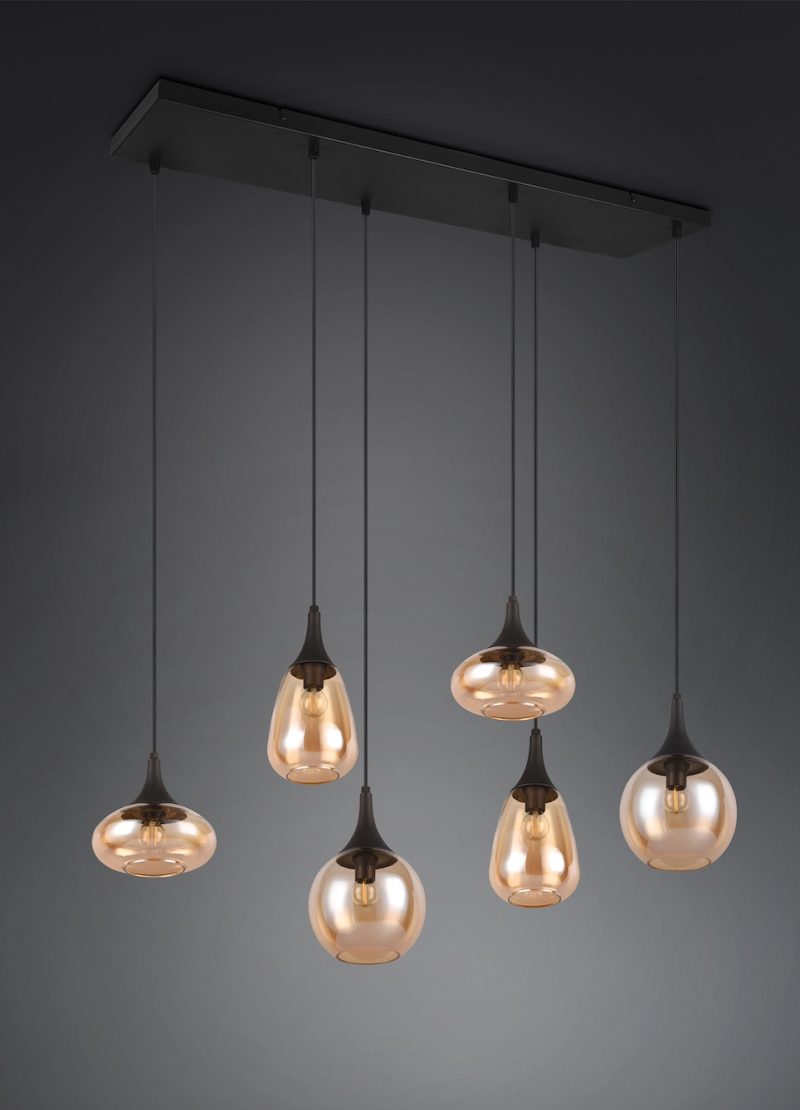 Retro zwarte hanglamp zes lichtpunten Lumina - Afbeelding 4