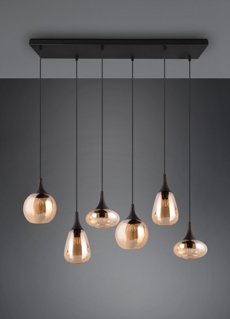 Retro zwarte hanglamp zes lichtpunten Lumina - Afbeelding 5