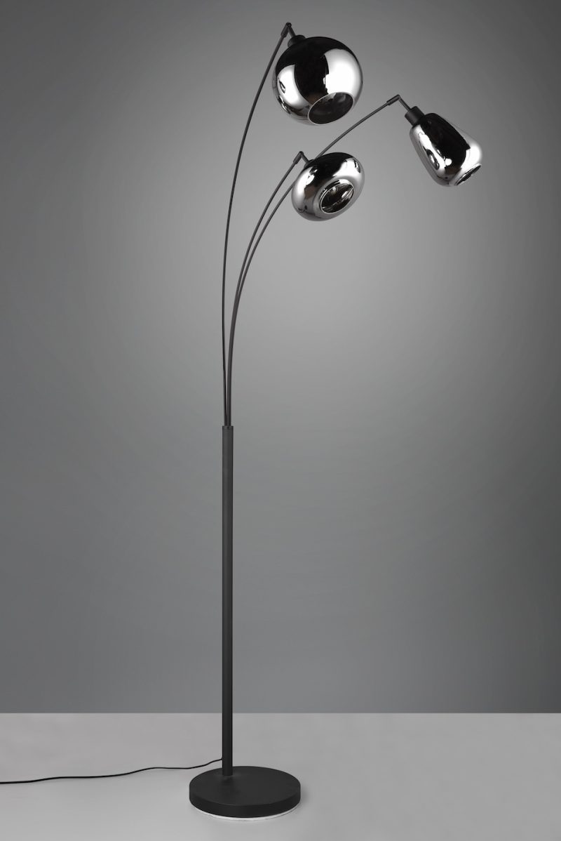 Retro zwarte rookglazen vloerlamp Lumina - Afbeelding 2