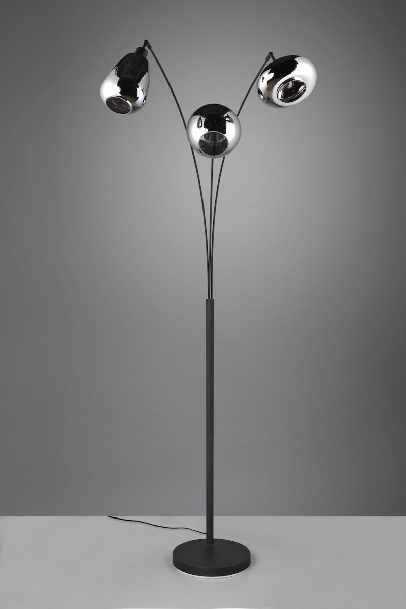 Retro zwarte rookglazen vloerlamp Lumina - Afbeelding 3