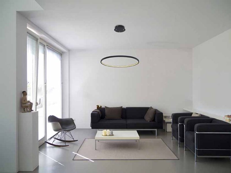 Ringvormige moderne hanglamp zwart M Globo Ralph - Afbeelding 3