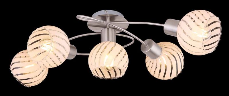 Ronde 5-kap nikkelen spot glasbollen Globo Willy - Afbeelding 4