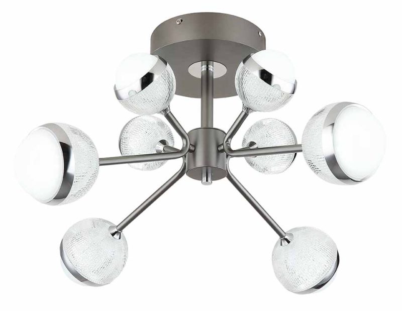 Ronde 8-acrylglasbol antraciet/chromen plafondlamp Globo Untsy - Afbeelding 4