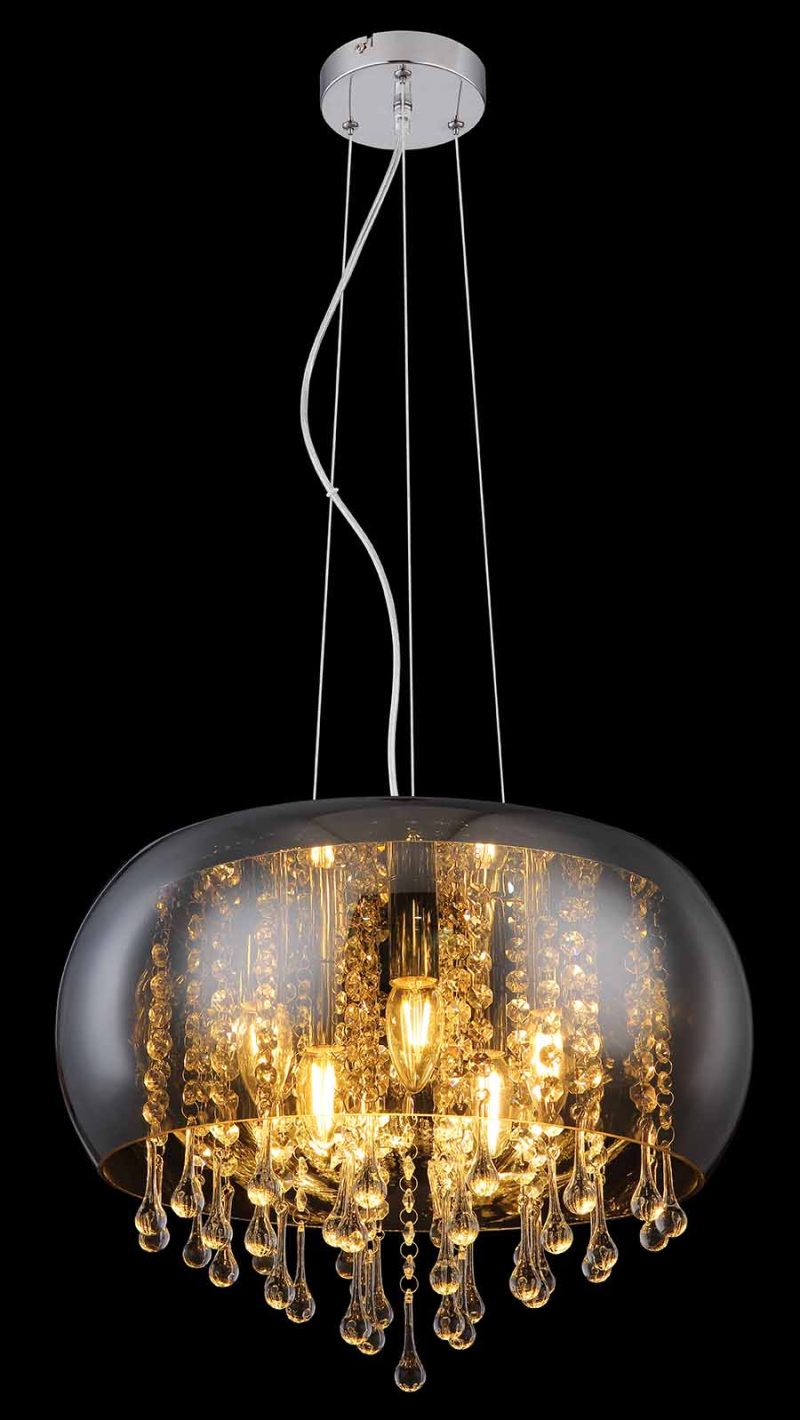 Ronde chromen klassieke hanglamp Globo Kalla - Afbeelding 3