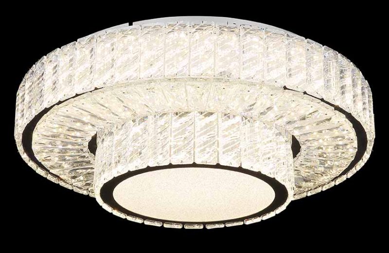 Ronde plafondlamp chroom kristallen Globo Mucky - Afbeelding 3