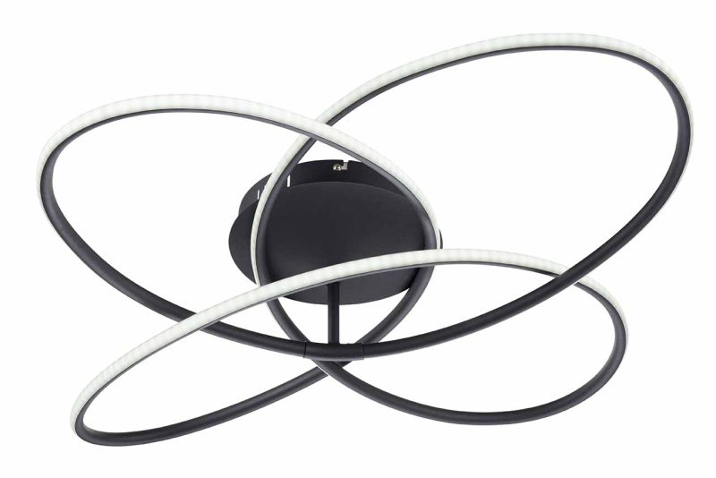 Ronde plafondlamp ringconstructie zwart/wit L Globo Panda - Afbeelding 3