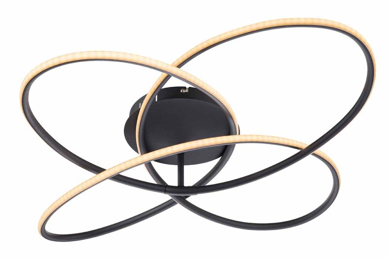Ronde plafondlamp ringconstructie zwart/wit L Globo Panda - Afbeelding 4