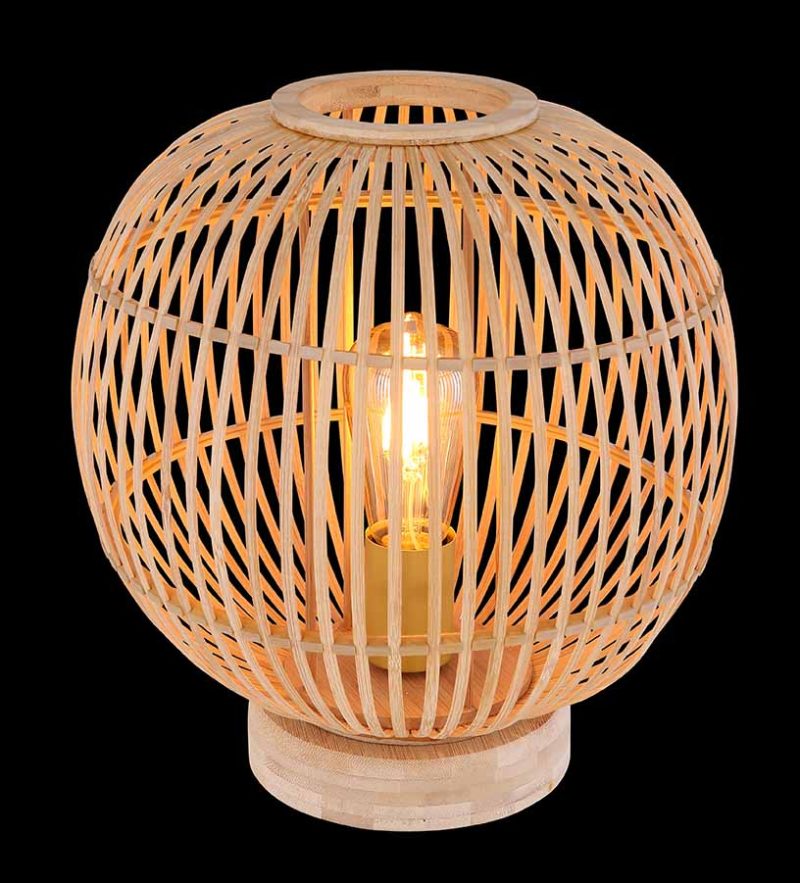 Ronde tafellamp Boheems naturel bamboe Globo Hildegard - Afbeelding 4