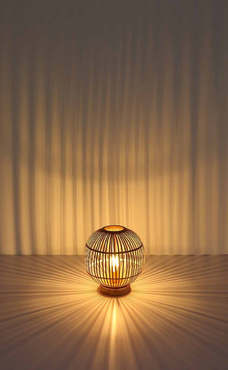 Ronde tafellamp Boheems naturel bamboe Globo Hildegard - Afbeelding 5