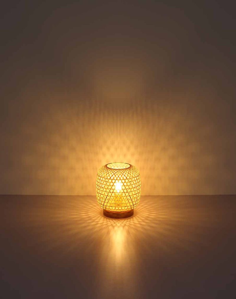 Ronde tafellamp naturel bamboe Globo Mirena - Afbeelding 4