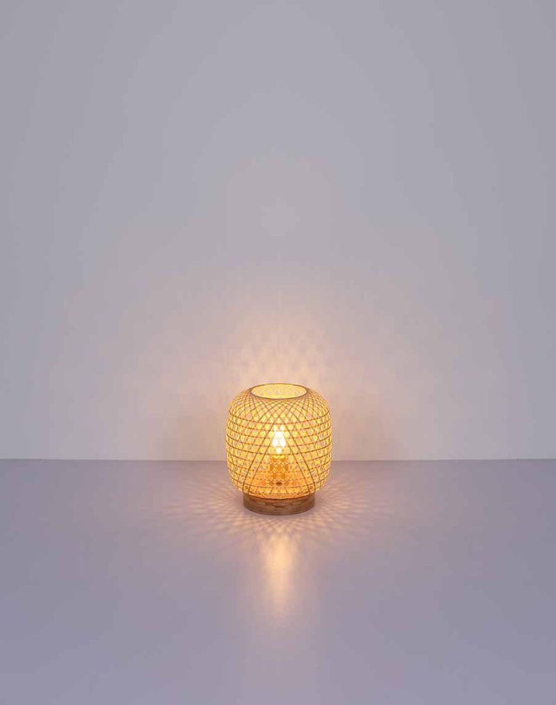 Ronde tafellamp naturel bamboe Globo Mirena - Afbeelding 5