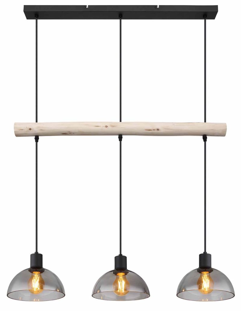 Ronde zwarte landelijke hanglamp Globo Lindi - Afbeelding 2