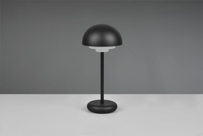 Ronde zwarte oplaadbare tafellamp Elliot - Afbeelding 3