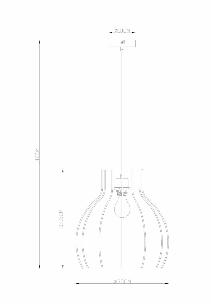 Ronde zwarte retro hanglamp Globo Mina - Afbeelding 5