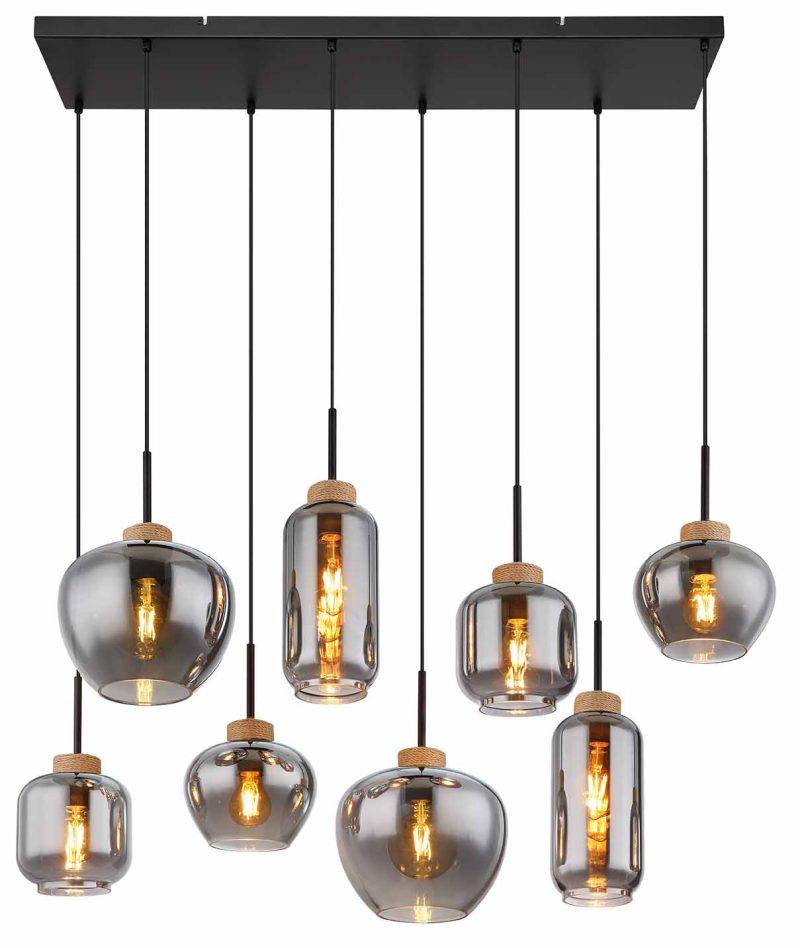 Rookglazen zwarte moderne hanglamp Globo Matt - Afbeelding 2