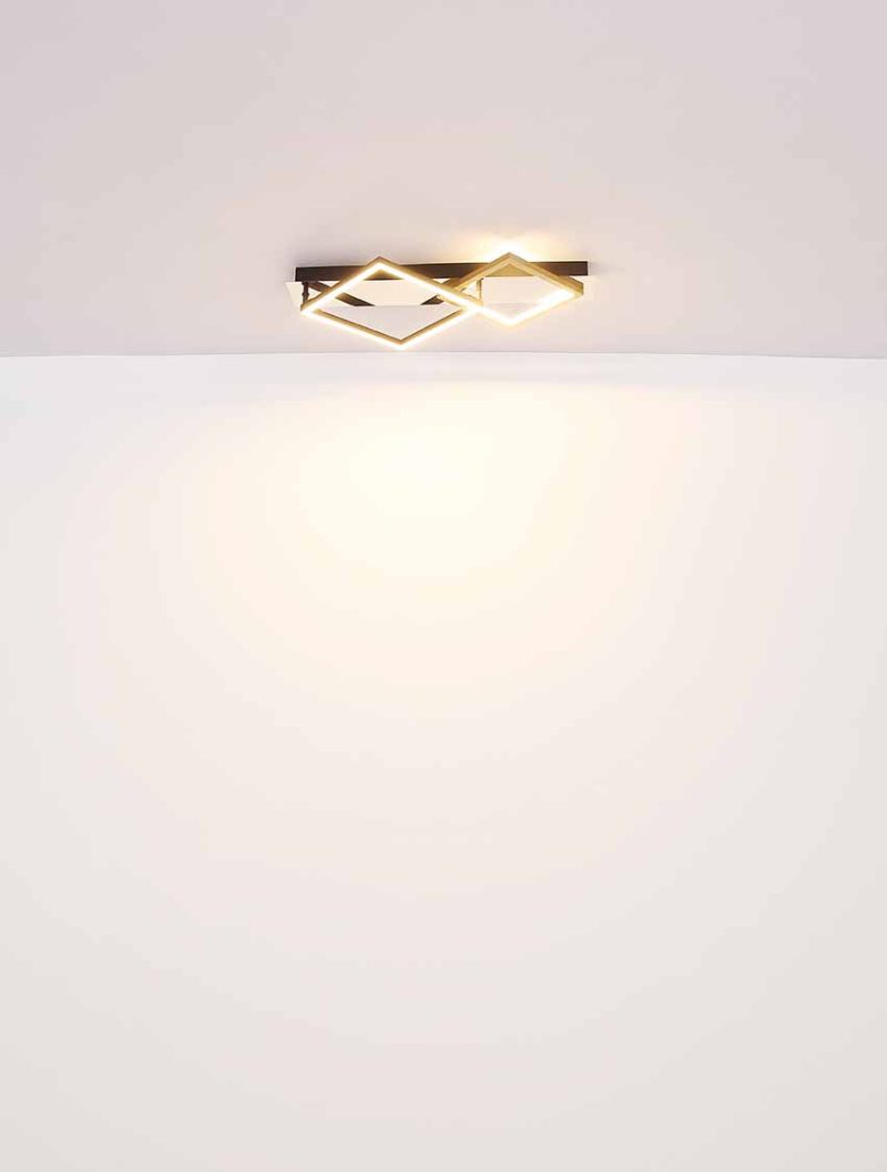 Ruitvormige plafondlamp chroom/zwart/goud Globo Lesina - Afbeelding 4