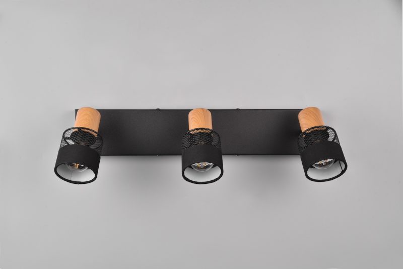 Rustieke houten spots zwart metaal Nandini - Afbeelding 3