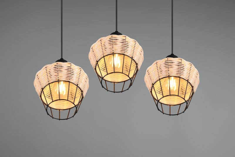Rustieke rotan hanglamp met zwart Borka - Afbeelding 2