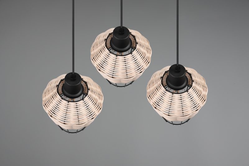 Rustieke rotan hanglamp met zwart Borka - Afbeelding 4