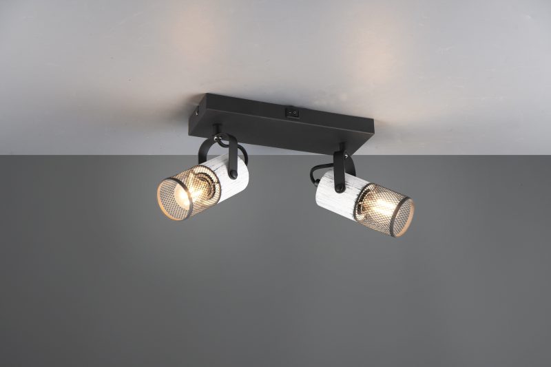 Rustieke zwart-witte spots wandlamp Tosh - Afbeelding 2