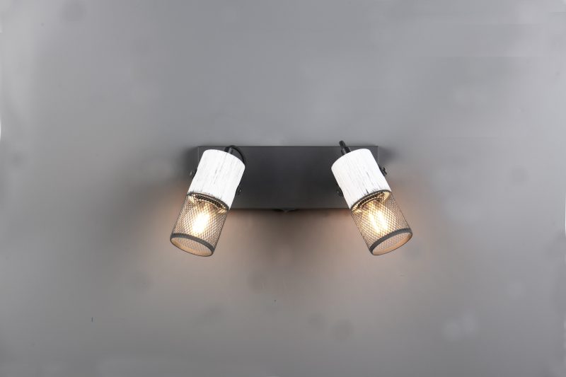 Rustieke zwart-witte spots wandlamp Tosh - Afbeelding 3