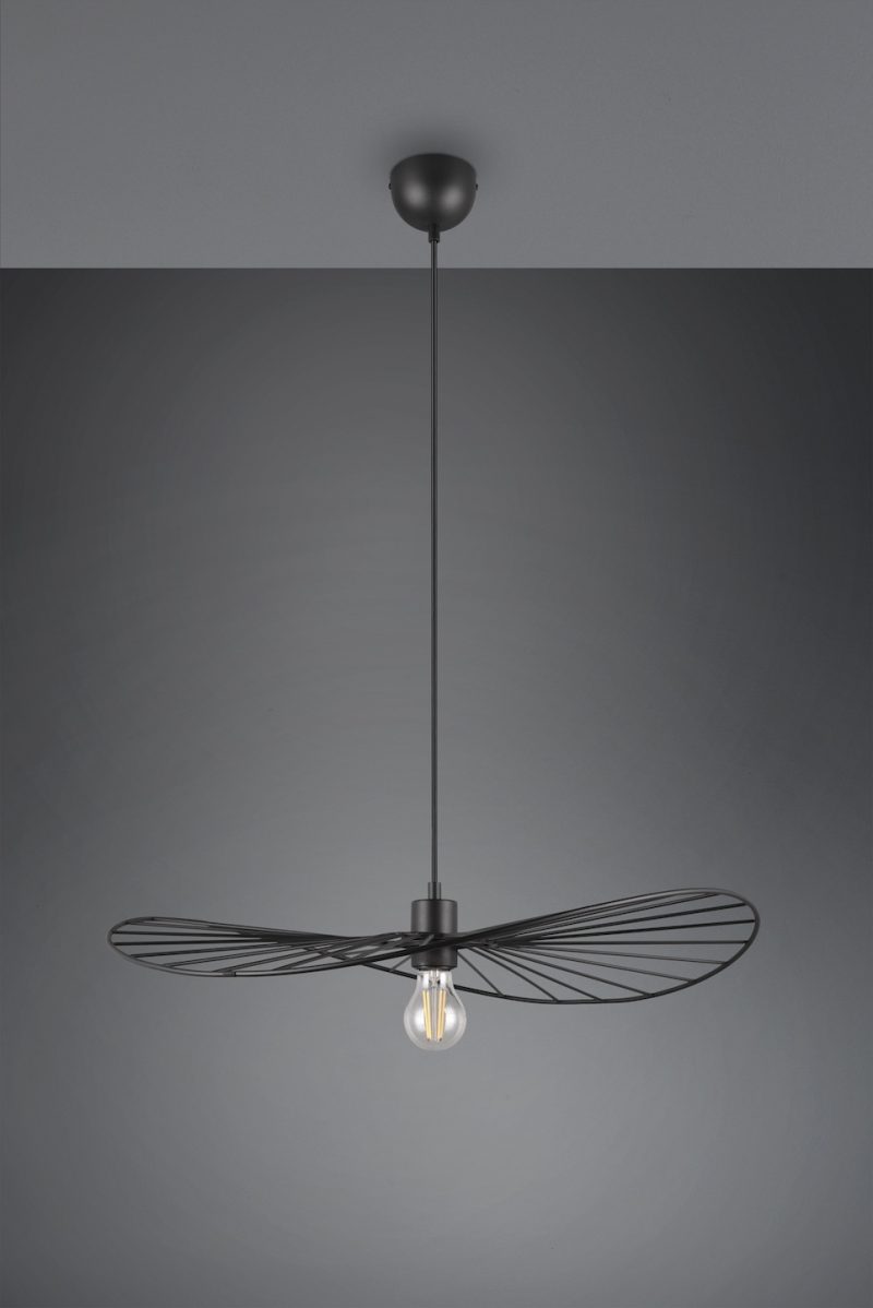Rustieke zwarte ronde hanglamp Chapeau - Afbeelding 3