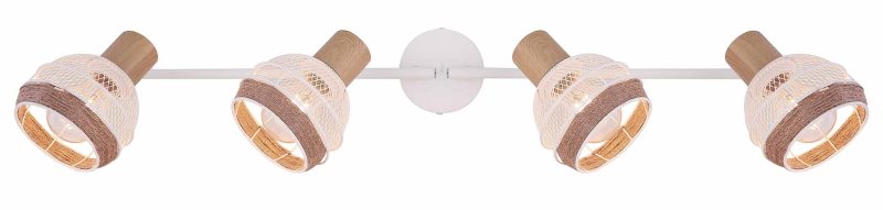 Scandinavische 4-kap spot wit/naturel hennepweefsel Globo Widy - Afbeelding 3