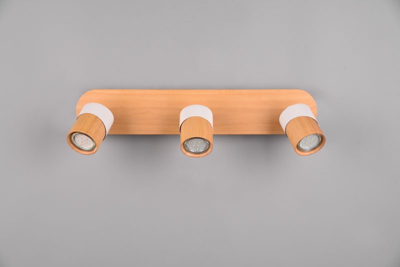 Scandinavische witte spots met hout trio Aruni - Afbeelding 3