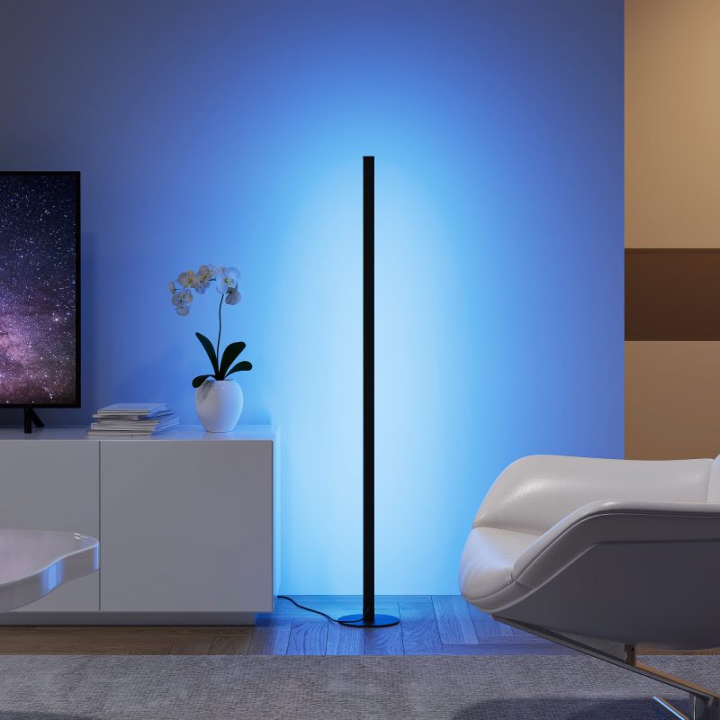Smalle zwarte buisvloerlamp ingebouwde lichtkleureffecten Tendo - Afbeelding 2